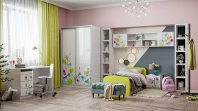 Детская комната Флер (Белый/корпус Выбеленное дерево) в Змеиногорске - zmeinogorsk.katalogmebeli.com | фото