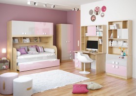 Детская комната Грэйси (Розовый/Серый/корпус Клен) в Змеиногорске - zmeinogorsk.katalogmebeli.com | фото 2