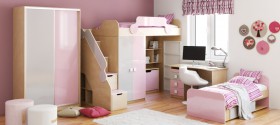 Детская комната Грэйси (Розовый/Серый/корпус Клен) в Змеиногорске - zmeinogorsk.katalogmebeli.com | фото 5