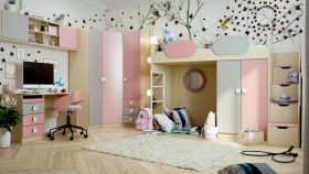 Детская комната Грэйси (Розовый/Серый/корпус Клен) в Змеиногорске - zmeinogorsk.katalogmebeli.com | фото