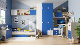 Детская комната Скай (Синий/Белый/корпус Клен) в Змеиногорске - zmeinogorsk.katalogmebeli.com | фото