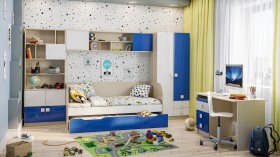Детская комната Скай Люкс (Синий/Белый/корпус Клен) в Змеиногорске - zmeinogorsk.katalogmebeli.com | фото