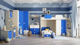 Детская комната Скай Люкс (Синий/Белый/корпус Клен) в Змеиногорске - zmeinogorsk.katalogmebeli.com | фото 7