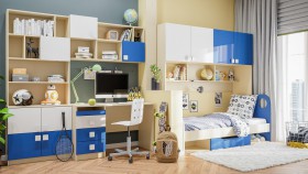 Детская комната Скай Люкс (Синий/Белый/корпус Клен) в Змеиногорске - zmeinogorsk.katalogmebeli.com | фото 9