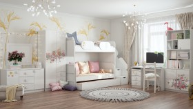 Детская комната Совушки (Белый/корпус Выбеленное дерево) в Змеиногорске - zmeinogorsk.katalogmebeli.com | фото 3