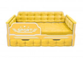 Кровать 160 серии Спорт 2 ящика 74 Жёлтый (мягкие боковые накладки) в Змеиногорске - zmeinogorsk.katalogmebeli.com | фото