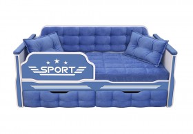 Кровать 160 серии Спорт 2 ящика 85 Синий (подушки) в Змеиногорске - zmeinogorsk.katalogmebeli.com | фото
