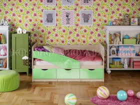 Кровать Бабочки 1,6м (Салатовый металлик) в Змеиногорске - zmeinogorsk.katalogmebeli.com | фото