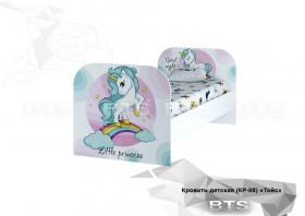 Кровать детская КР-08 Тойс (белый/белый,фотопечать Little Pony) в Змеиногорске - zmeinogorsk.katalogmebeli.com | фото 1