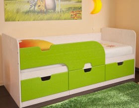 Кровать детская Минима 1,86м с ящиками (дуб атланта/лайм глянец) в Змеиногорске - zmeinogorsk.katalogmebeli.com | фото