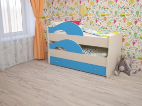 Кровать детская Радуга 1600 Млечный дуб/Голубой в Змеиногорске - zmeinogorsk.katalogmebeli.com | фото