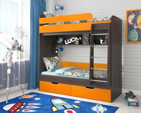 Кровать двухъярусная Юниор-5  Бодего/Оранжевый в Змеиногорске - zmeinogorsk.katalogmebeli.com | фото