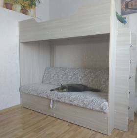 Кровать двухъярусная с диваном (Беленый дуб) в Змеиногорске - zmeinogorsk.katalogmebeli.com | фото