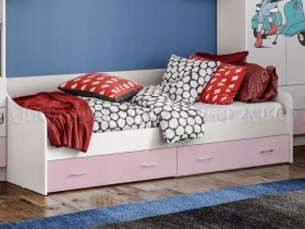Кровать Fashion-1 Вега 0,9 м (Белый/Розовый) в Змеиногорске - zmeinogorsk.katalogmebeli.com | фото