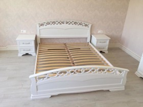 Кровать Грация-1 из массива сосны 1600*2000 Белый античный в Змеиногорске - zmeinogorsk.katalogmebeli.com | фото 9