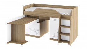 Кровать комбинированная «Оксфорд» (Ривьера/Белый с рисунком) в Змеиногорске - zmeinogorsk.katalogmebeli.com | фото 3