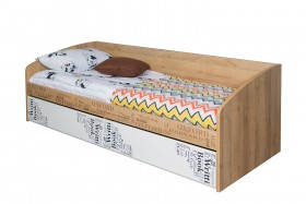 Кровать с 2 ящиками «Оксфорд» (Ривьера/Белый с рисунком) в Змеиногорске - zmeinogorsk.katalogmebeli.com | фото 3