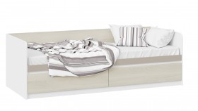 Кровать «Сканди» с 2 ящиками Дуб Гарден/Белый/Глиняный серый в Змеиногорске - zmeinogorsk.katalogmebeli.com | фото 1