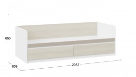 Кровать «Сканди» с 2 ящиками Дуб Гарден/Белый/Глиняный серый в Змеиногорске - zmeinogorsk.katalogmebeli.com | фото 3