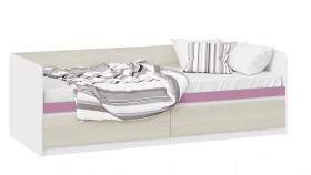 Кровать «Сканди» с 2 ящиками Дуб Гарден/Белый/Лиловый в Змеиногорске - zmeinogorsk.katalogmebeli.com | фото 1