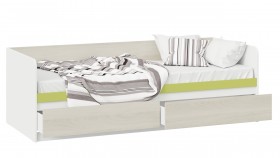 Кровать «Сканди» с 2 ящиками Дуб Гарден/Белый/Зеленый в Змеиногорске - zmeinogorsk.katalogmebeli.com | фото 2