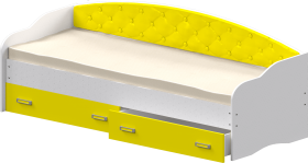Кровать Софа-7 с мягкой спинкой (800х1900) Белый/Желтый в Змеиногорске - zmeinogorsk.katalogmebeli.com | фото