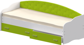 Кровать Софа-7 с мягкой спинкой (800х1900) Белый/Лайм в Змеиногорске - zmeinogorsk.katalogmebeli.com | фото