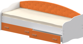 Кровать Софа-7 с мягкой спинкой (800х1900) Белый/Оранжевый в Змеиногорске - zmeinogorsk.katalogmebeli.com | фото