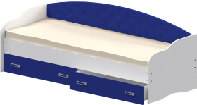 Кровать Софа-7 с мягкой спинкой (800х1900) Белый/Синий в Змеиногорске - zmeinogorsk.katalogmebeli.com | фото