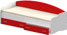 Кровать Софа-8 с мягкой спинкой (900х1900) Белый/Красный в Змеиногорске - zmeinogorsk.katalogmebeli.com | фото