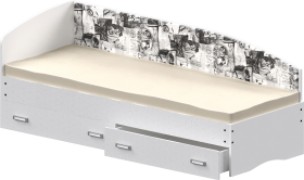 Кровать Софа-9 с мягкой спинкой с рисунком Милана (900х1900) Белый в Змеиногорске - zmeinogorsk.katalogmebeli.com | фото