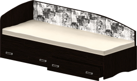 Кровать Софа-9 с мягкой спинкой с рисунком Милана (900х1900) Венге в Змеиногорске - zmeinogorsk.katalogmebeli.com | фото