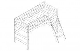 Кровать Соня вариант 6 полувысокая с наклонной лестницей Лаванда в Змеиногорске - zmeinogorsk.katalogmebeli.com | фото 2