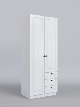 Шкаф 2-х створчатый с ящиками Классика (Белый/корпус Выбеленное дерево) в Змеиногорске - zmeinogorsk.katalogmebeli.com | фото
