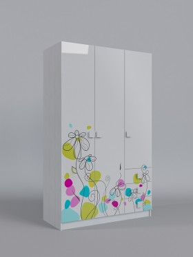 Шкаф 3-х створчатый с ящиками Флёр (Белый/корпус Выбеленное дерево) в Змеиногорске - zmeinogorsk.katalogmebeli.com | фото