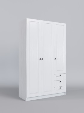 Шкаф 3-х створчатый с ящиками Классика (Белый/корпус Выбеленное дерево) в Змеиногорске - zmeinogorsk.katalogmebeli.com | фото