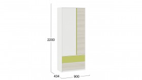 Шкаф для одежды комбинированный «Сканди» Дуб Гарден/Белый/Зеленый в Змеиногорске - zmeinogorsk.katalogmebeli.com | фото 5