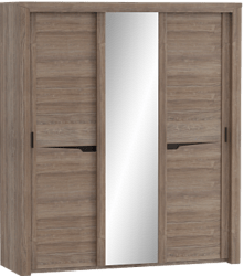 Шкаф трехдверный Соренто с раздвижными дверями Дуб стирлинг/Кофе структурный матовый в Змеиногорске - zmeinogorsk.katalogmebeli.com | фото